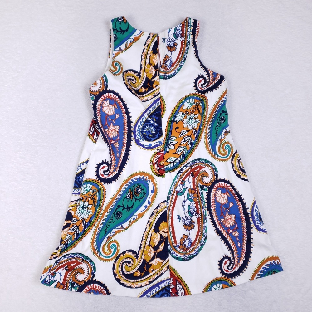 Maia Paisley Print Dress Women's 14 White Multicolor Sleeveless A-Line Boho - Picture 6 of 9